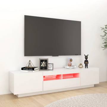 TV Cabinet with LED Lights High Gloss White 180x35x40 cm