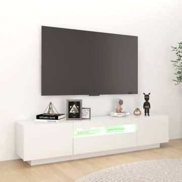 TV Cabinet with LED Lights High Gloss White 180x35x40 cm