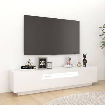 TV Cabinet with LED Lights High Gloss White 180x35x40 cm