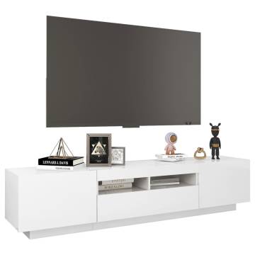 TV Cabinet with LED Lights High Gloss White 180x35x40 cm