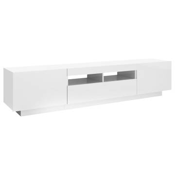 TV Cabinet with LED Lights High Gloss White 180x35x40 cm