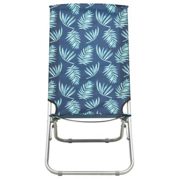 Folding Beach Chairs 2 pcs Leaf Print Fabric