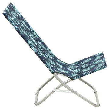 Folding Beach Chairs 2 pcs Leaf Print Fabric