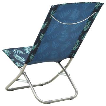 Folding Beach Chairs 2 pcs Leaf Print Fabric