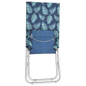 Folding Beach Chairs 2 pcs Leaf Print Fabric