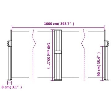 Retractable Side Awning Dark Green 140x1000 cm