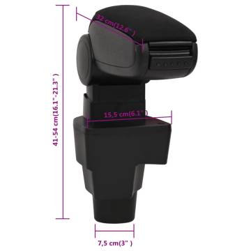 Car Armrest Black 15.5x32x(41-54) cm ABS