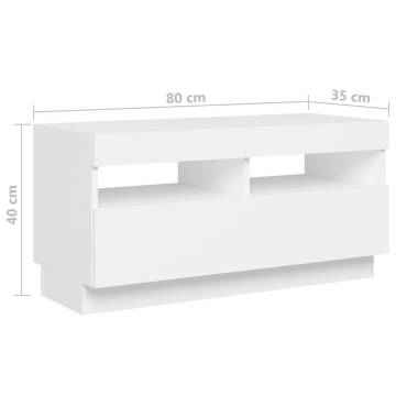 TV Cabinet with LED Lights White 260x35x40 cm