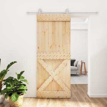 Sliding Door with Hardware Set 85x210 cm Solid Wood Pine