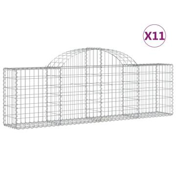 Arched Gabion Baskets 11 pcs 200x30x60/80 cm Galvanised Iron