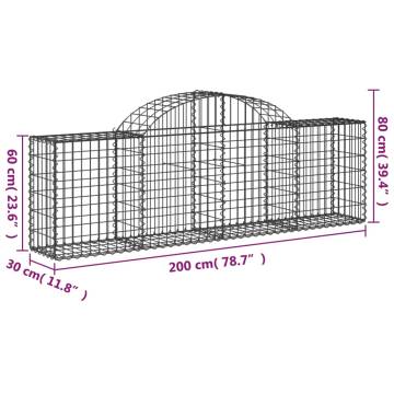 Arched Gabion Baskets 11 pcs 200x30x60/80 cm Galvanised Iron