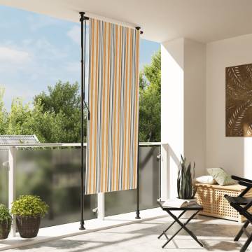 Outdoor Roller Blind Yellow and White 100x270 cm Fabric&Steel