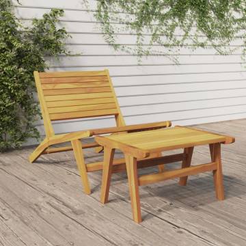 Garden Chair with Footrest Solid Wood Teak