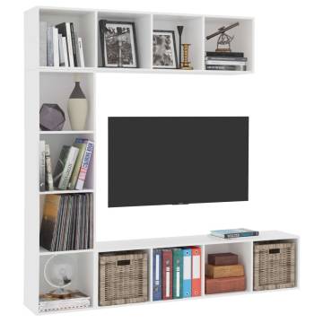 3 Piece Book/TV Cabinet Set White 180x30x180 cm