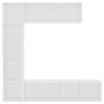 3 Piece Book/TV Cabinet Set White 180x30x180 cm