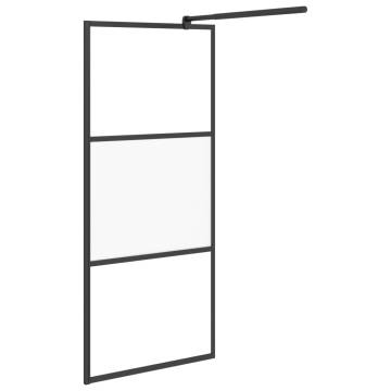 Walk-in Shower Wall 80x195 cm Half Frosted ESG Glass Black