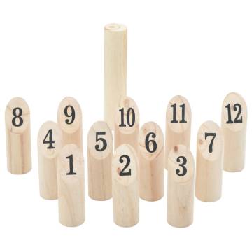 13 Piece Number Kubb Game Set with Carrying Bag Solid Pine Wood