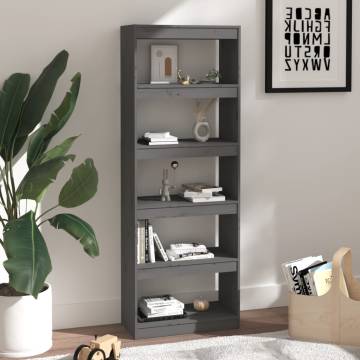 Book Cabinet/Room Divider Grey 60x30x167.5 cm Solid Wood Pine