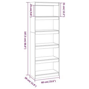 Book Cabinet/Room Divider Grey 60x30x167.5 cm Solid Wood Pine