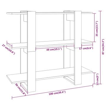 Book Cabinet/Room Divider Grey Sonoma 100x30x87 cm