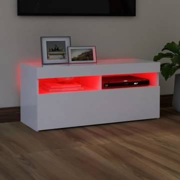 TV Cabinet with LED Lights White 90x35x40 cm