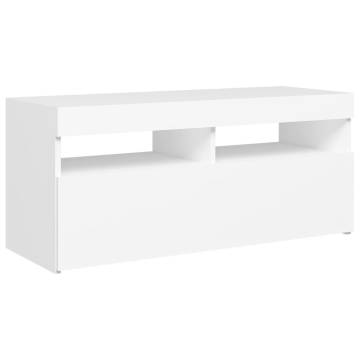 TV Cabinet with LED Lights White 90x35x40 cm