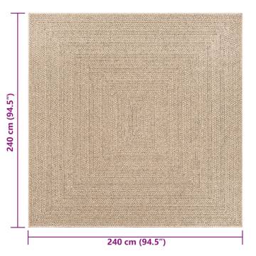 Rug ZIZUR 240x240 cm Jute Look Indoor and Outdoor