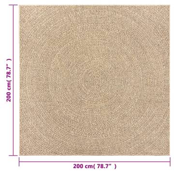 Rug ZIZUR 200x200 cm Jute Look Indoor and Outdoor