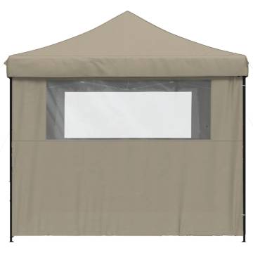 Foldable Party Tent Pop-Up with 4 Sidewalls Taupe