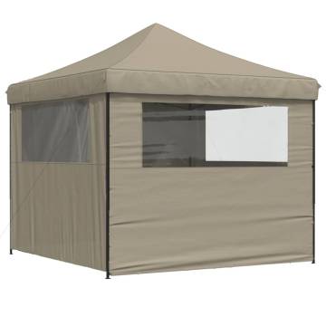 Foldable Party Tent Pop-Up with 4 Sidewalls Taupe