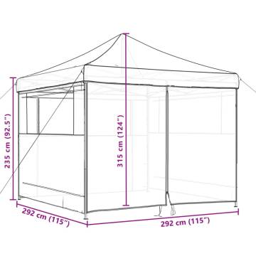 Foldable Party Tent Pop-Up with 4 Sidewalls Taupe