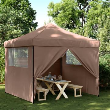 Foldable Party Tent Pop-Up with 4 Sidewalls Brown