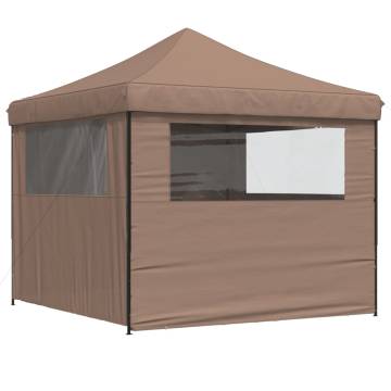 Foldable Party Tent Pop-Up with 4 Sidewalls Brown