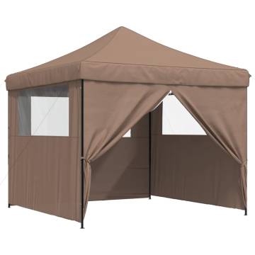 Foldable Party Tent Pop-Up with 4 Sidewalls Brown