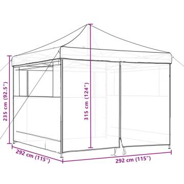 Foldable Party Tent Pop-Up with 4 Sidewalls Brown