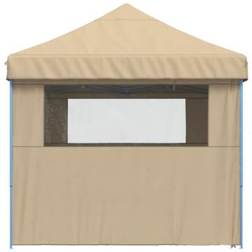 Foldable Party Tent Pop-Up with 4 Sidewalls Beige