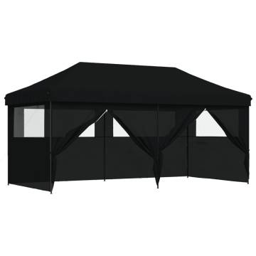 Foldable Party Tent Pop-Up with 4 Sidewalls Black