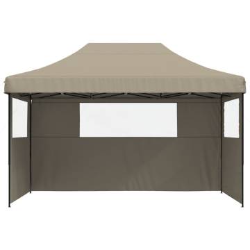 Foldable Party Tent Pop-Up with 3 Sidewalls Taupe