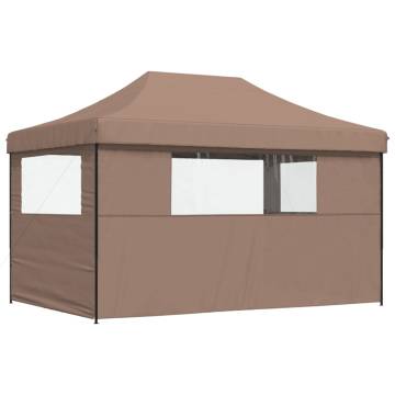 Foldable Party Tent Pop-Up with 3 Sidewalls Brown