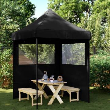 Foldable Party Tent Pop-Up with 2 Sidewalls Black