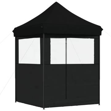 Foldable Party Tent Pop-Up with 2 Sidewalls Black