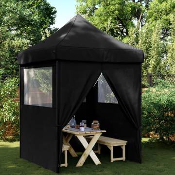 Foldable Party Tent Pop-Up with 4 Sidewalls Black