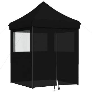 Foldable Party Tent Pop-Up with 4 Sidewalls Black