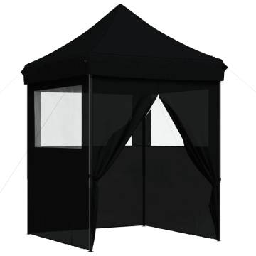 Foldable Party Tent Pop-Up with 4 Sidewalls Black