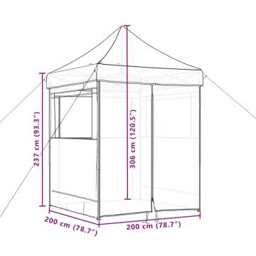 Foldable Party Tent Pop-Up with 4 Sidewalls Black