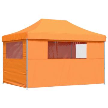 Foldable Party Tent Pop-Up with 4 Sidewalls Orange