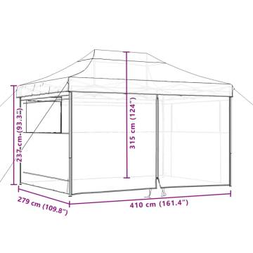 Foldable Party Tent Pop-Up with 4 Sidewalls Orange