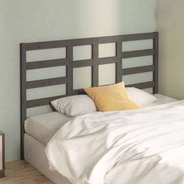 Bed Headboard Grey 141x4x104 cm Solid Wood Pine