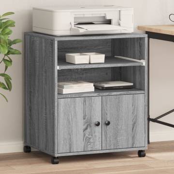 Printer Stand with Wheels Grey Sonoma 60x48x74 cm