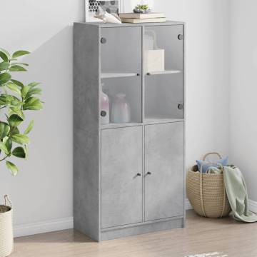 Highboard with Doors Concrete Grey 68x37x142 cm Engineered Wood